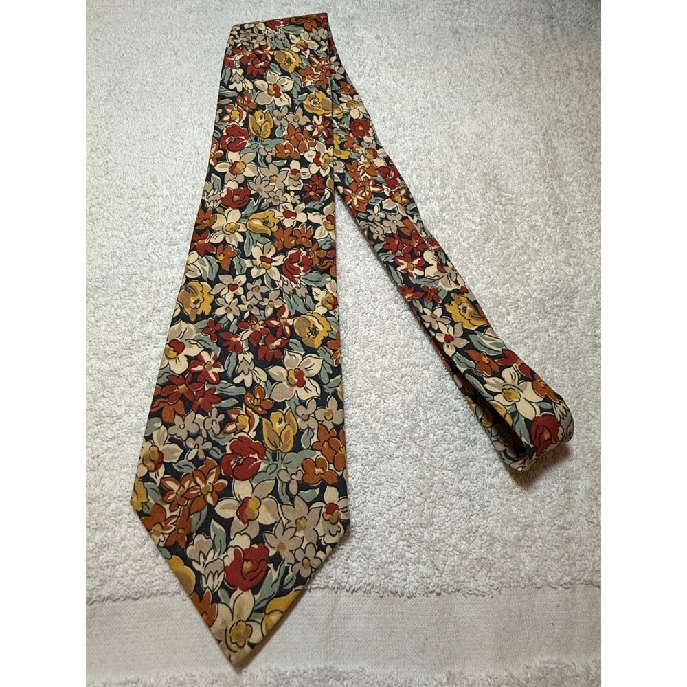 Liberty of London Mens Floral Cotton Necktie Multi-Color Botanical USA Made